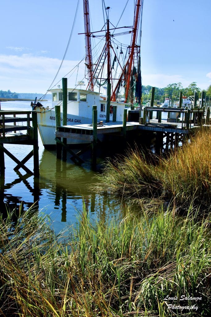 Miss Sandra Gail, a boat, docked at Calabash River