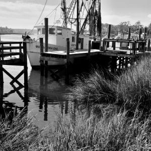 Miss Sandra Gail, a boat, docked at Calabash River