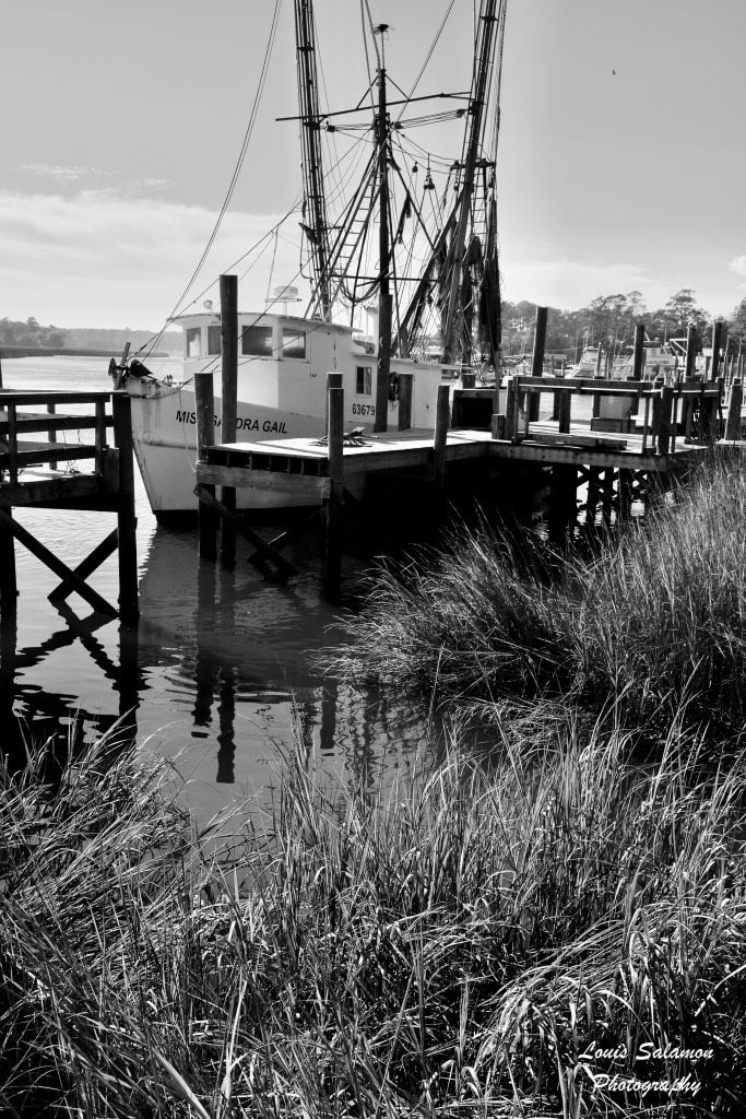 Miss Sandra Gail, a boat, docked at Calabash River